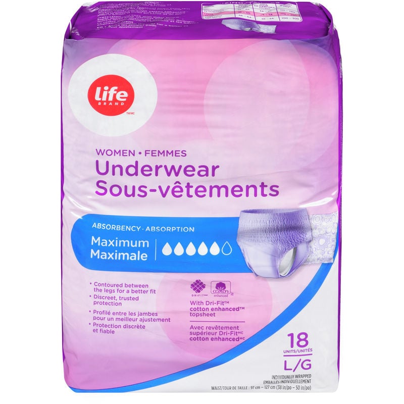Life Brand LB Women Underwear 18 Count LB PROTECTIVE UNDRWR MAX WMN L