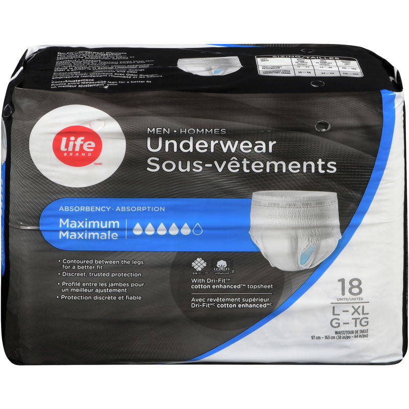 Life Brand LB Men Underwear 18 Count LB PROTECTIVE UNDRWR MX LG MN