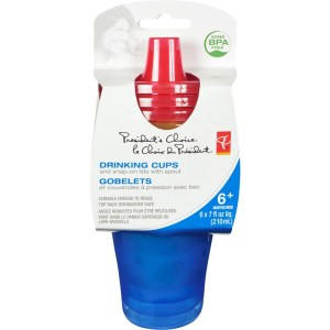 President's Choice BPA-Free Drinking Cups with Snap-On Lids and Spout - 7 oz