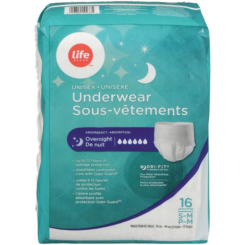 Life Brand Unisex Overnight Underwear S - M 16 ea