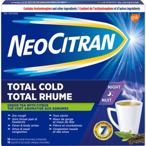 NeoCitran Total Cold Night Citrus Infusions with Green Tea Extract - 10 Pack