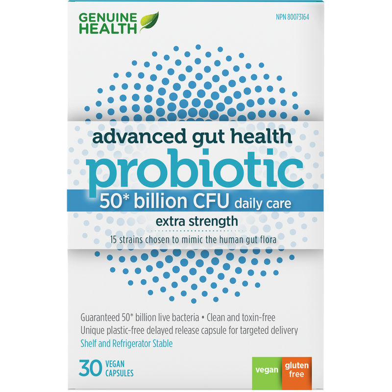 Genuine Health Advanced Gut Health Probiotics, 50 Billion CFU, 15 Diverse Strains