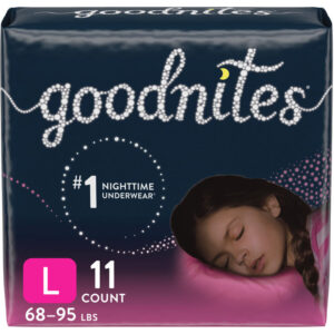 Goodnites Girls' Nighttime Bedwetting Underwear, L (68-95 lb.), 11 Ct