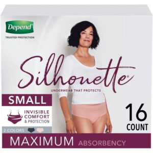 Depend Silhouette Incontinence Underwear for Women, Maximum Absorbency, Small 16 Count