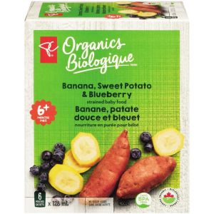 PC Organics Strained Baby Food Pouch - Banana, Sweet Potato, Blueberry