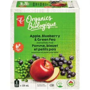 PC Organics Apple Blueberry Green Pea Pouch - 6 x 128ml