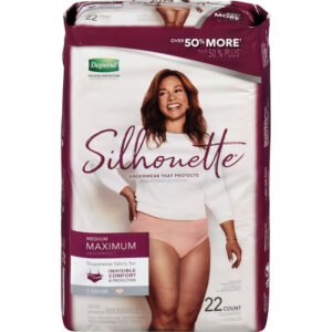 Depend Silhouette Incontinence Underwear for Women, Maximum Absorbency, Medium 22 Count
