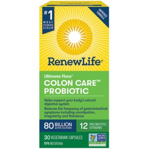 Renew Life Ultimate Flora Colon Care Probiotic, 80 Billion Active Cultures