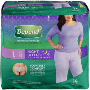 Depend Night Defense Incontinence Underwear for Women, Overnight, Large 14 Count