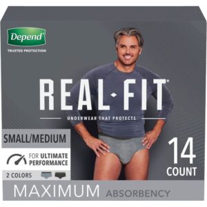 Depend Real Fit Incontinence Underwear for Men, Maximum Absorbency, Small/Medium 14 Count