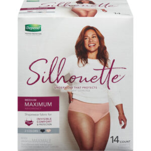Depend Silhouette Incontinence Underwear for Women, Maximum Absorbency, Medium 14 Count