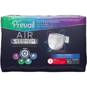 Prevail 360 Overnight Size 1, 16 Count - Breathable Adult Diapers