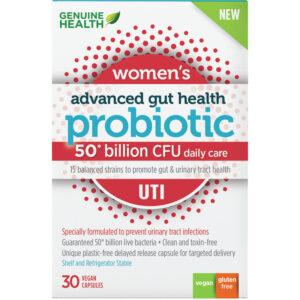 Genuine Health Advanced Gut Health Probiotics for Women UTI 50 Billion CFU, 15 Diverse Strains 30 Capsules