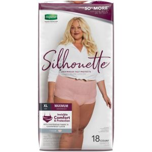 Depend Silhouette Adult Incontinence Underwear for Women, Maximum Absorbency, XL, Pink, 18 Count