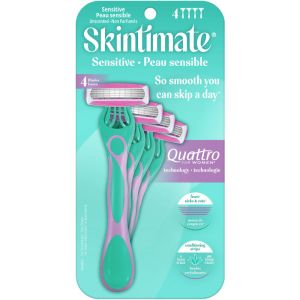 Schick Skintimate Sensitive 4 Blade Disposable Razor for Women 4 EA