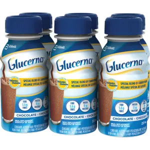 Glucerna Nutritional Drink, Meal Replacement Shake for People with Diabetes, Chocolate, 6 x 237 mL
