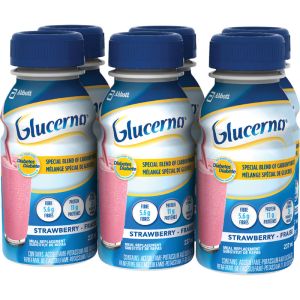Glucerna Nutritional Drink, Meal Replacement Shake, Complete, Balanced Nutrition for People with Diabetes, Strawberry, 6 x 237 mL