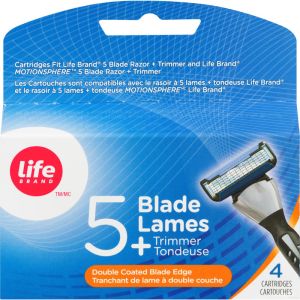 Life Brand Men's 5 Blade Cartridges - Close, Comfortable Shave with Vitamin E