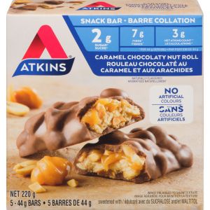 Atkins Caramel Chocolaty Nut Roll Snack Bars 5 Count