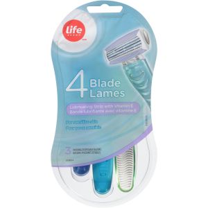 Life Brand Women's 4 Blade Disposable Razors for Sensitive Skin 3 ea
