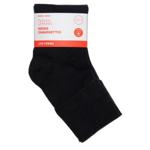 Joe Fresh Women's Turn Cuff Q Crew, Black 3-Pack - Ultimate Comfort