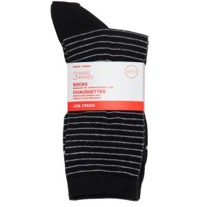 Joe Fresh Women Texture Crew Socks, Black 3-Pack