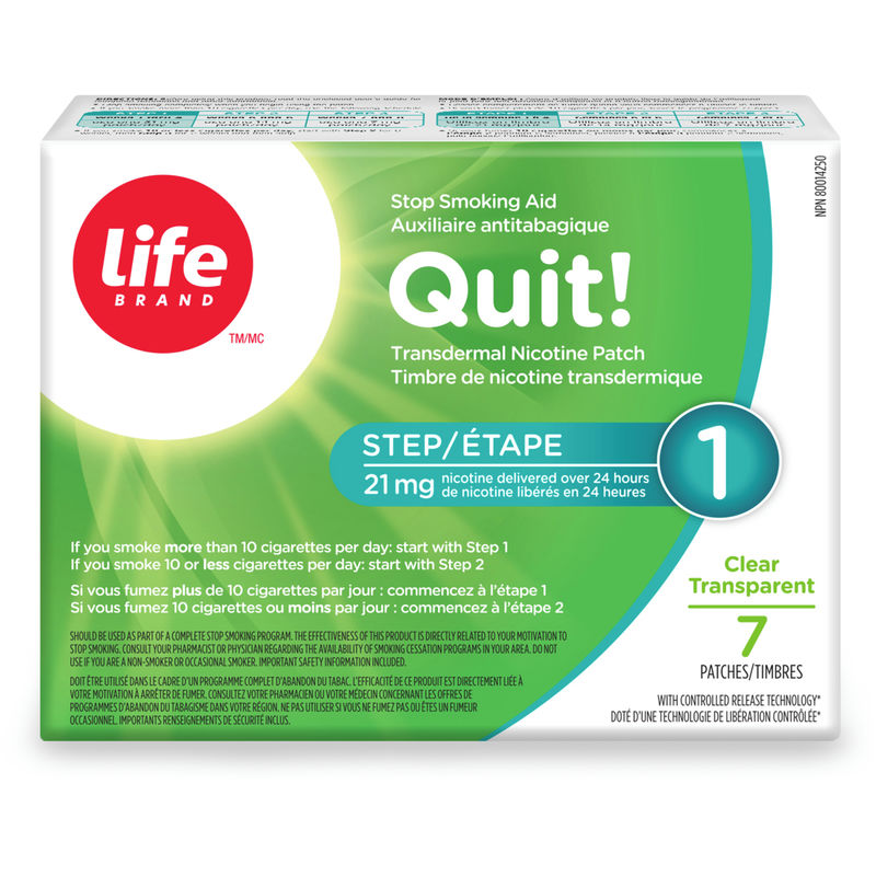 Life Brand LB Nicotine Patch 21mg Stop 1 Clear 7 Count