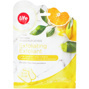 Life Brand Exfoliating Foot Masks, Lime Caviar & Citrus Extracts 1 Pair