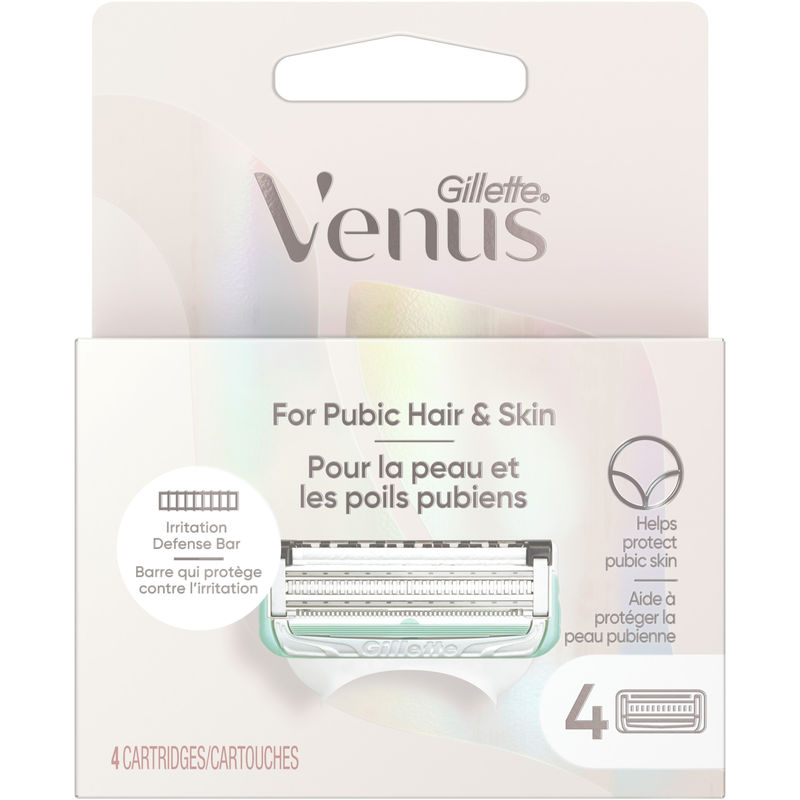 Venus for Pubic Hair and Skin Women's Razor Blades, 4 Refills