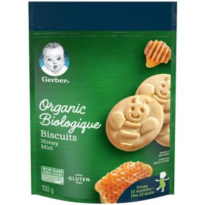GERBER Organic Biscuits Honey Flavour Toddler Snack 150 g