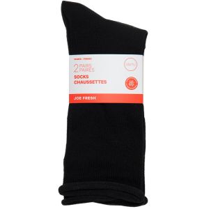 Joe Fresh Women's Roll Top Crew, Black 2-Pack - Ultimate Comfort