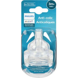 Philips Avent Anti-Colic Baby Bottle Nipple, Flow 3, 2 Pack, BPA-Free