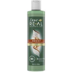 Dove REAL Resist Shampoo with 100% Nature-Derived Active Oils Coconut + Vegan Elastin for Bio-Mimetic Hair Care 295 mL
