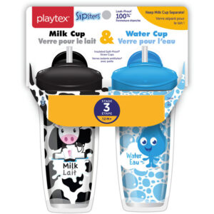 Playtex Sipsters Spill-Proof Milk & Water Straw Cups for Kids 2 Count
