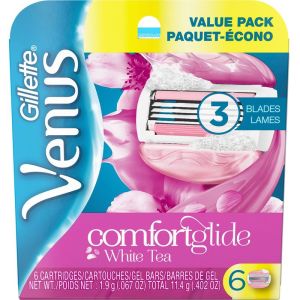 Venus ComfortGlide White Tea-Scented Women's Razor Blades, 6 Refills