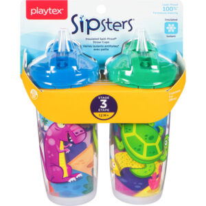 Playtex Sipsters Spill-Proof Kids Straw Cups, Stage 3 2 PK