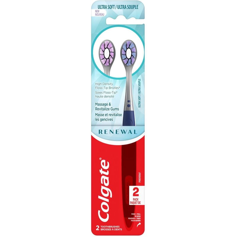 Colgate Renewal Manual Toothbrush - Ultra Soft Floss-Tip Bristles - 2pk