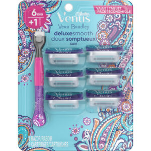Venus Vera Bradley Deluxe Smooth Swirl Women's Razor Handle + 6 Cartridges