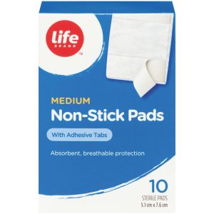 Life Brand LB Sterile Nonstick Pads with Adhesive Tabs