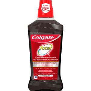 Colgate Total Charcoal Peppermint Mouthwash, Alcohol-Free, 1L