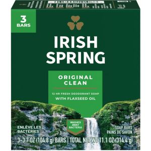 Irish Spring Original Clean Deodorant Bar Soap for Men, 3 Pack