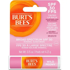 Burt's Bees Tinted Lip Balm, SPF 30 100% Natural Origin Mineral Sunscreen, Wild Peony