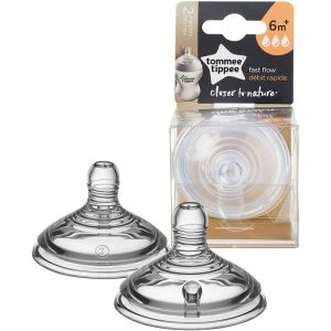 Tommee Tippee Closer to Nature Fast Flow Baby Bottle Nipples - 2pk
