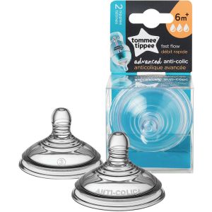 Tommee Tippee Advanced Anti-Colic Fast Flow Baby Bottle Nipples - 2pk