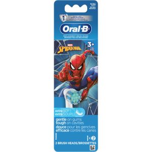 Oral B Kids Extra Soft Replacement Brush Heads featuring Marvel's Spiderman