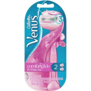 Gillette Venus ComfortGlide White Tea Women's Razor Handle + 2 Blade Refills