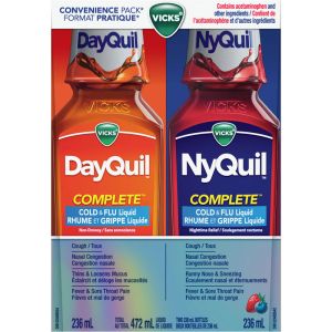Vicks DayQuil and NyQuil COMPLETE Cold & Flu Symptom Relief, 2 x 236 mL Bottles