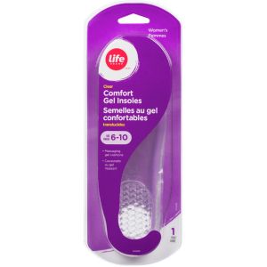 Life Brand Comfort Gel Insoles, Clear (Women) 1 PR
