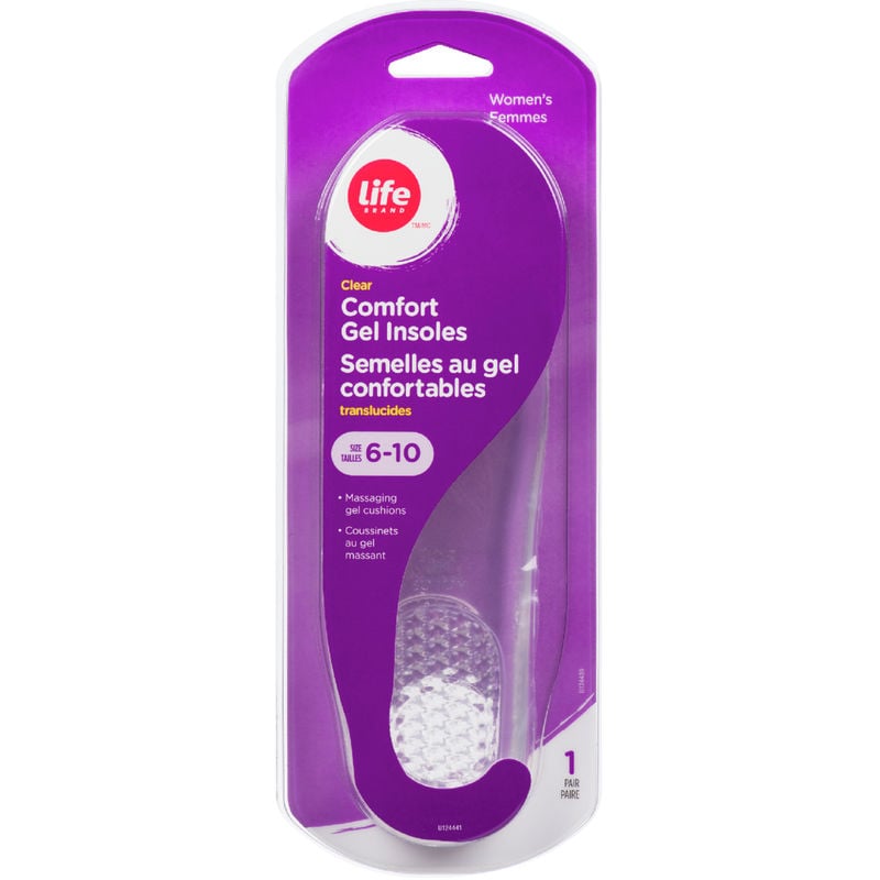 Life Brand Comfort Gel Insoles, Clear (Women) 1 PR