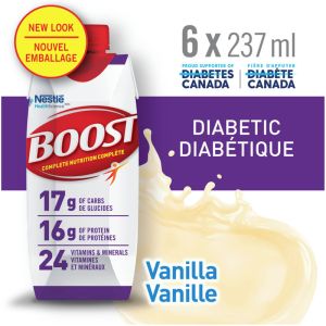 BOOST Diabetic Vanilla Nutritional Supplement Drink, Pack of 6